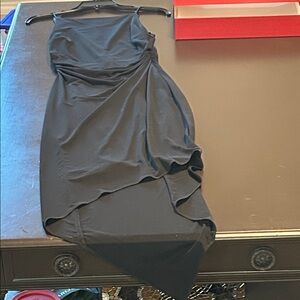 David Meister Black Asymmetrical Dress